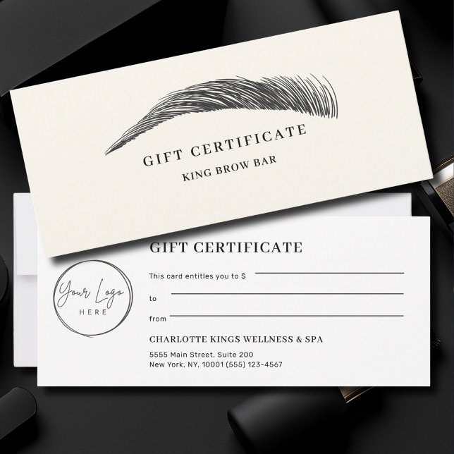 Minimal Eyebrow Logo Gift Certificate (Minimal Eyebrow Custom Logo Gift Certificate)