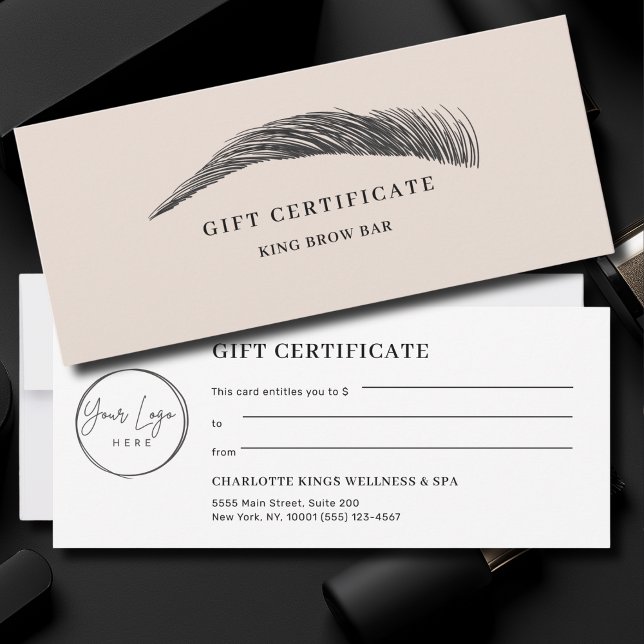 Minimal Eyebrow Logo Gift Certificate (Minimal Eyebrow Custom Logo Gift Certificate)
