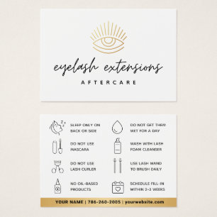 Minimal Eyelash Extensions Lash Aftercare Card