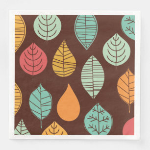 Minimal Fall Leaves Paper Dinner Napkins