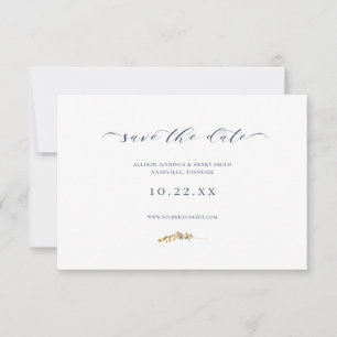 Minimal Fall Watercolor Leaf Save the Date Card