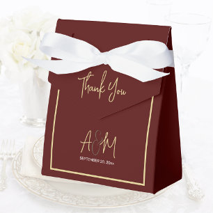 Minimal Fall Winter Burgundy Jewel Tone Wedding Favour Box