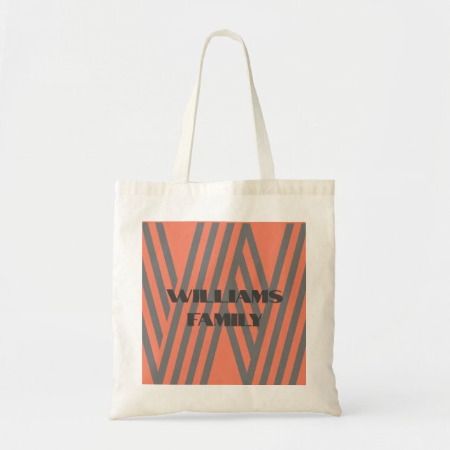 MINIMAL FAMILY MONOGRAM GIFT ORANGE TOTE BAG (Front)