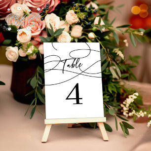 Minimal Fancy Script "Table" Calligraphy Wedding Table Number