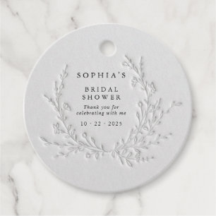 Minimal Faux Blind Deboss Cotton Bridal Favour Tag