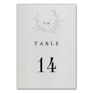 Minimal Faux Blind Deboss Cotton Wedding Table Number