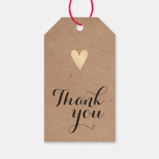 Minimal Faux Gold Heart Kraft Paper Thank you  Gift Tags