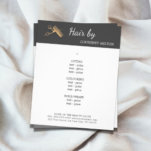 Minimal Faux Gold Scissors Comb Hairstylist Menu