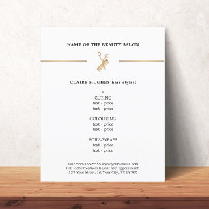 Minimal Faux Gold Scissors Comb Hairstylist Menu