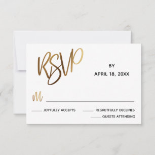 Minimal Faux Gold Typography Wedding RSVP Card