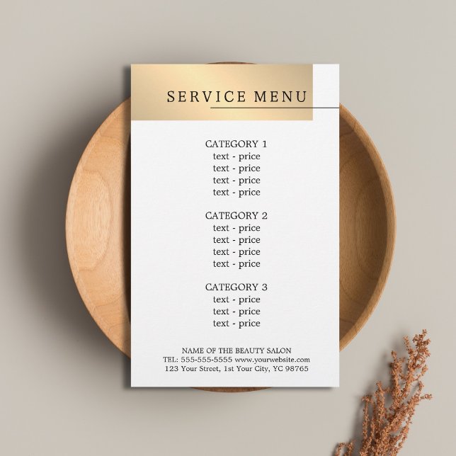 Minimal Faux Gold White Black Line Menu (Creator Uploaded)