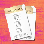 Minimal Faux Gold White Black Line Menu<br><div class="desc">Elegant fully customisable service menu template design for beauty/hair related professionals. Simple elegant design with faux gold stripe,  black line and white background. Clean elegant design. If you need any help to customise this product,  please contact us.</div>