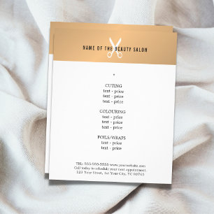 Minimal Faux Gold White Scissor Hairstylist Menu