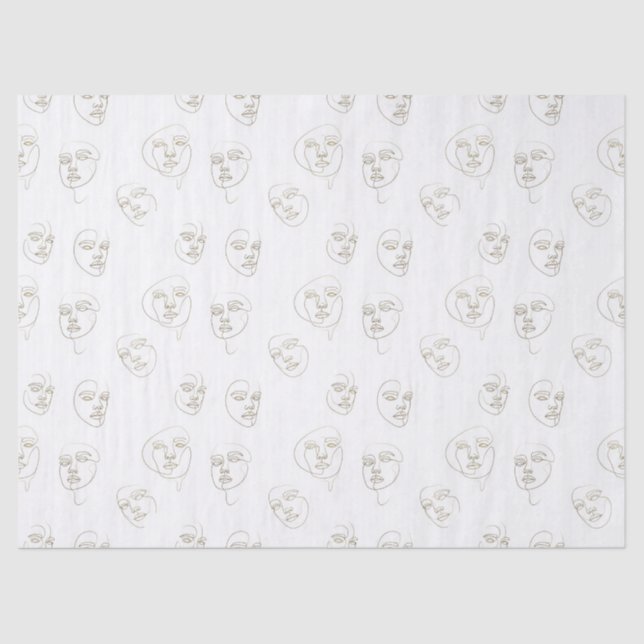 Minimal Female Face Line Pattern (1) Tissue Paper (Front)