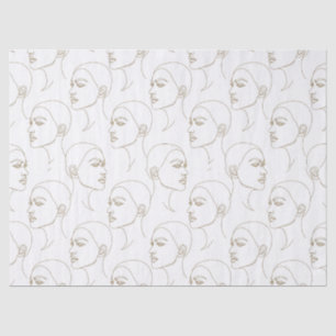 Minimal Female Face Line Pattern (2) Tissue Paper
