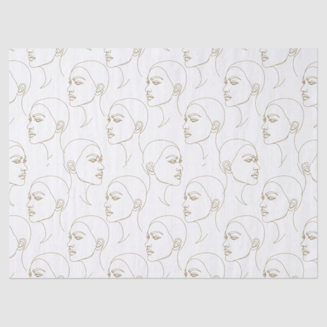 Minimal Female Face Line Pattern (2) Tissue Paper (Front)