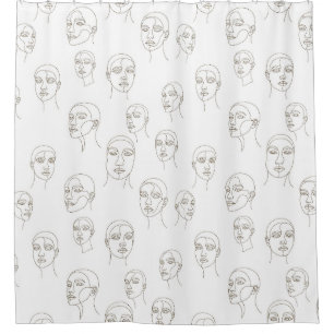 Minimal Female Face Line Pattern (3) Shower Curtain