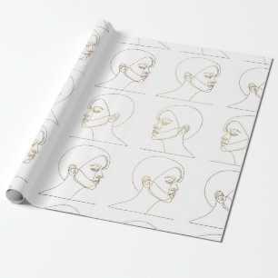 Minimal Female Face Line Pattern (4) Wrapping Paper