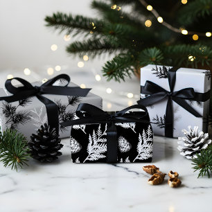 Minimal Festive Cedar Leaf Pine Needles & Pinecone Wrapping Paper Sheet