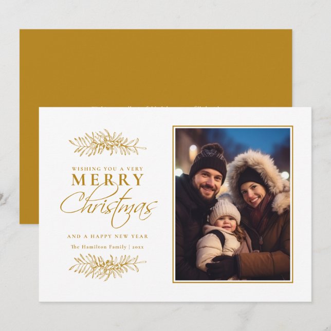 Minimal Festive Photo Christmas Holiday Card (Front/Back)