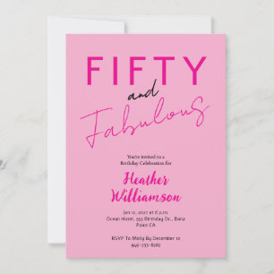 Minimal Fifty and Fabulous 50th Birthday  Invitation
