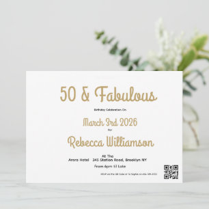 Minimal Fifty and Fabulous 50th Birthday  Invitation