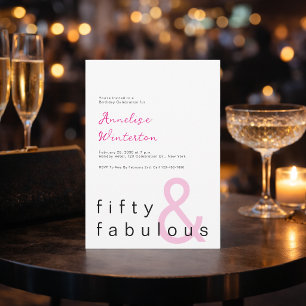 Minimal Fifty and Fabulous 50th Birthday Invitation