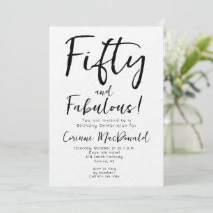 Minimal Fifty and Fabulous 50th Birthday  Invitation