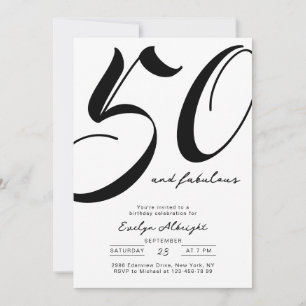 Minimal Fifty and Fabulous 50th Birthday Party Invitation