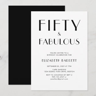 Minimal Fifty and Fabulous 50th Birthday Party Invitation