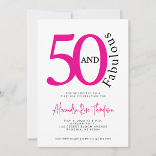 Minimal Fifty and Fabulous 50th Birthday Party Invitation