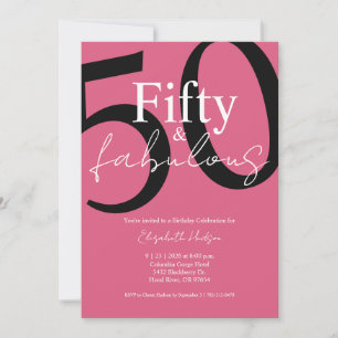 Minimal Fifty and Fabulous 50th Birthday Party Invitation