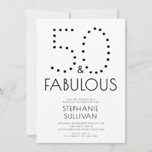 Minimal Fifty and Fabulous 50th Birthday Party Invitation
