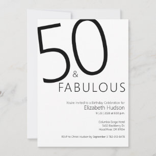 Minimal Fifty and Fabulous 50th Birthday Party Invitation