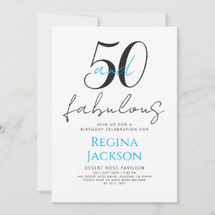 Minimal Fifty and Fabulous 50th Birthday Party Invitation