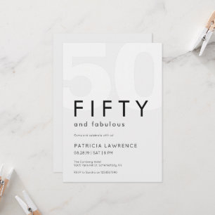 Minimal Fifty and Fabulous 50th Birthday Party Invitation