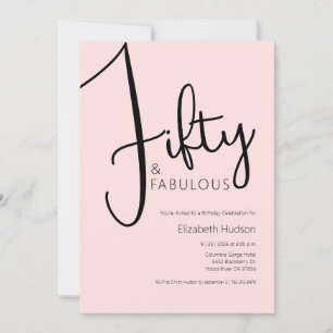 Minimal Fifty and Fabulous 50th Birthday Party Invitation