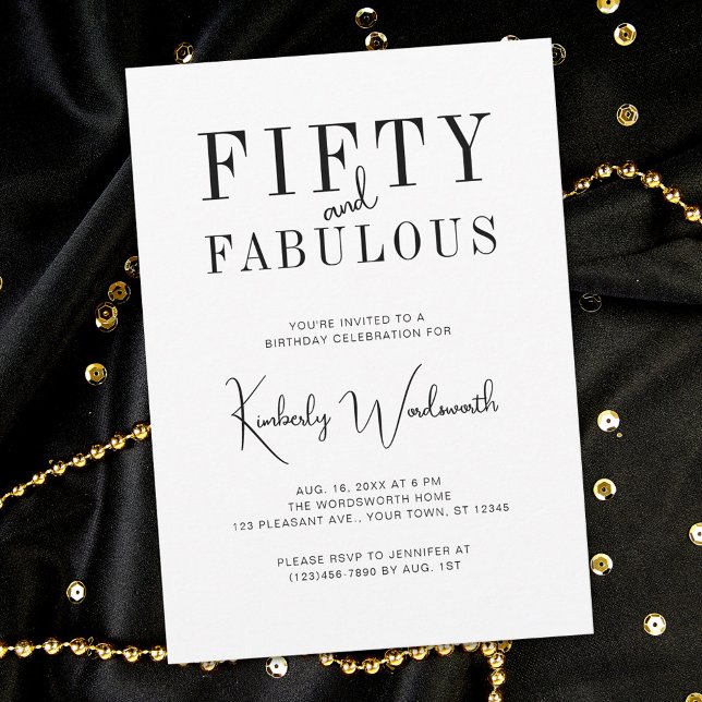 Minimal Fifty and Fabulous 50th Birthday Party Invitation (Creator Uploaded)