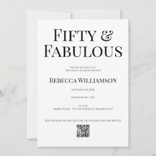 Minimal Fifty and Fabulous 50th Birthday Party Invitation