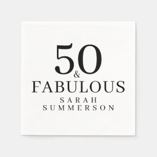 Minimal Fifty and Fabulous 50th Birthday Party Napkin