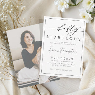 Minimal Fifty & Fabulous 50th Birthday Party Invitation