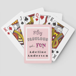 Minimal Fifty Fabulous Pink Typography 50 Birthday Playing Cards