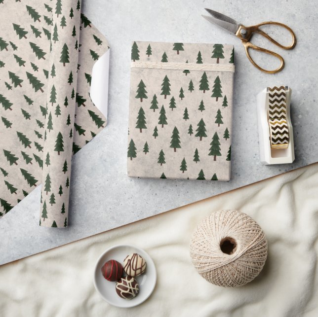 Minimal Fir Tree Pattern Wrapping Paper (Crafts)