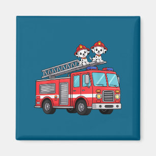 Minimal Fire Truck Firefighter Dalmatians Kids Magnet