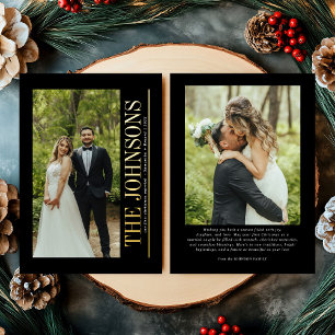 Minimal First Christmas Married Photo Newlyweds Foil Holiday Card