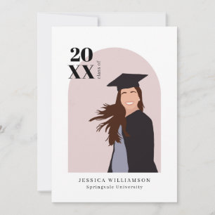 Minimal Flat Portrait Pink Arch Graduation Party I Invitation