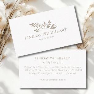 Minimal Floral Beige Botanical Beauty Business Card