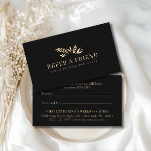Minimal Floral Black Botanical  Referral Card