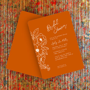 Minimal Floral Botanical Orange Bridal Shower Invitation