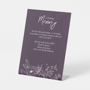 Minimal Floral Botanical Purple In Memoriam Pedestal Sign